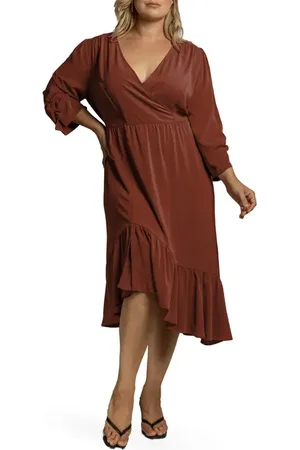Standards & Practices Kelsie Ruffle Hem Wrap Dress in at Nordstrom, Size 3X