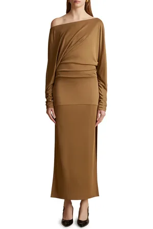 Khaite Junet Ruched Asymmetric Long Sleeve One-Shoulder Dress in at Nordstrom, Size X-Small