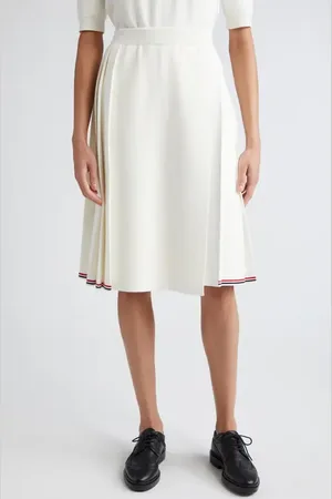 Thom Browne Pleat Back Cotton Sweater Skirt in at Nordstrom, Size 0 Us