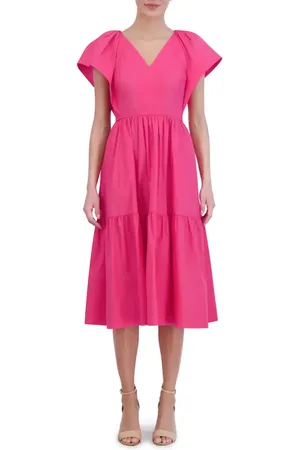Vince Camuto Flutter Sleeve Cotton Midi Dress in at Nordstrom, Size 4
