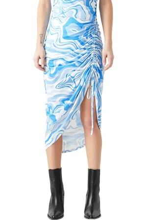 Grey Lab Marble Print Asymmetric Hem Midi Skirt in at Nordstrom, Size X-Small