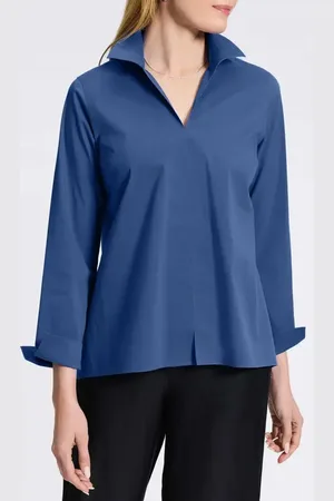 Foxcroft Agnes Split Cuff Popover Blouse in at Nordstrom, Size X-Small