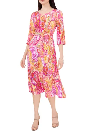 Chaussmoi Paisley Tie Waist A-Line Dress in at Nordstrom, Size Small