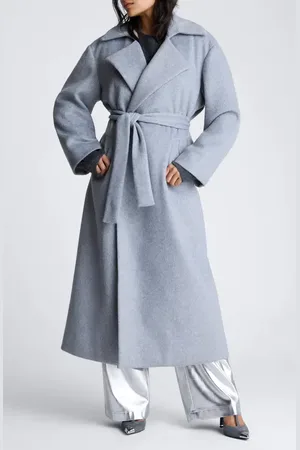 Kenneth Cole Tie Belt Brushed Felt Trench Coat in at Nordstrom, Size Small