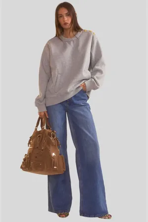 Cynthia Rowley SHOULDER BUTTONS SWEATSHIRT in at Nordstrom, Size X-Small