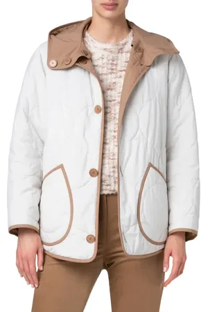 AKRIS Boxy Signature Techno Dot Quilt Reversible Hooded Jacket in at Nordstrom, Size 2