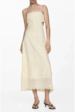 MANGO Broderie Anglaise Midi Sundress in at Nordstrom, Size 2