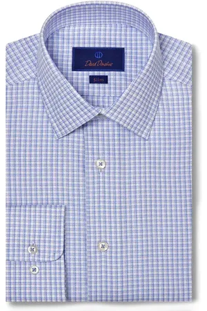 David Donahue Slim Fit Shadow Check Cotton Dress Shirt in at Nordstrom, Size 16 - 32