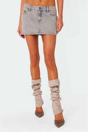 Edikted Low Rise Denim Miniskirt in at Nordstrom, Size Large