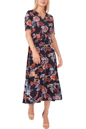 Chaussmoi V-Neck Faux Wrap Midi Dress in at Nordstrom, Size Small