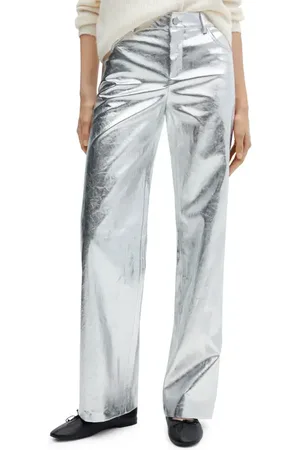 MANGO Metalllic Wide Leg Pants in at Nordstrom, Size 12