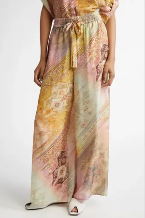 ZIMMERMANN Tallow Relaxed Silk Wide Leg Pants in at Nordstrom, Size 0