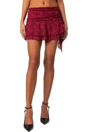Edikted Ruby Ruffle Lace Miniskirt in at Nordstrom, Size Small
