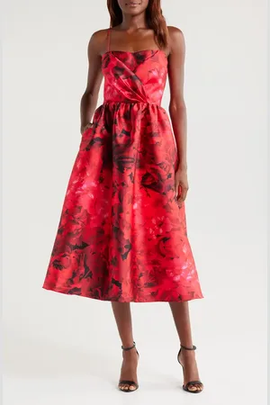 Julia Jordan Floral Fit & Flare Cocktail Midi Dress in at Nordstrom, Size 14