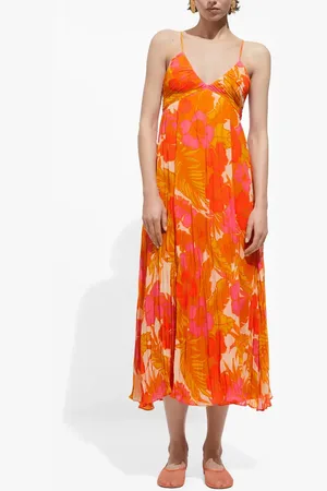 MANGO Floral Crinkle Midi Sundress in at Nordstrom, Size 8