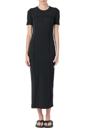 Grey Lab Short Sleeve Back Cutout Ribbed Maxi Dress in at Nordstrom, Size X-Small