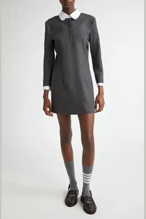 Thom Browne Wool & Cotton Mixed Media Minidress in at Nordstrom, Size 10 Us