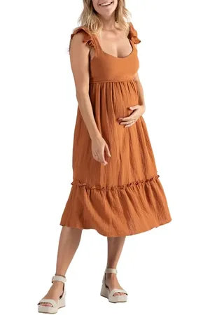 Cache Coeur Melody Organic Cotton Gauze Maternity/Nursing Midi Dress in at Nordstrom, Size Medium