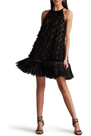 Tadashi Shoji Metallic Fringe Sleeveless Trapeze Dress in at Nordstrom, Size 6