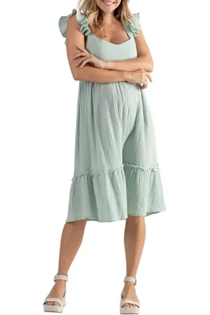 Cache Coeur Melody Organic Cotton Gauze Maternity/Nursing Midi Dress in at Nordstrom, Size Small