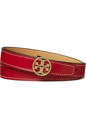 Tory Burch 1-Inch Miller Reversible Leather Belt in Tory Red /Ginger Shortbread at Nordstrom, Size Large