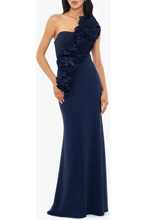 Betsy & Adam Rosette One-Shoulder Trumpet Gown in at Nordstrom, Size 8