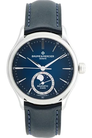 Baume & Mercier Clifton Baumatic Moon Phase Leather Strap Watch, 39mm in at Nordstrom