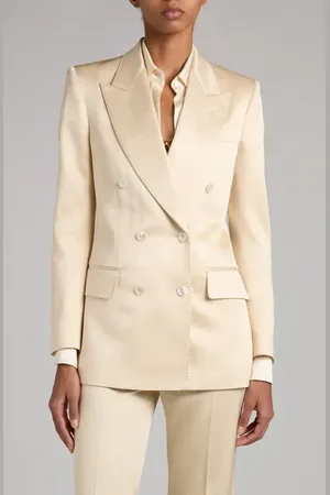 Tom Ford Double Breasted Silk & Wool Twill Blazer in at Nordstrom, Size 4 Us