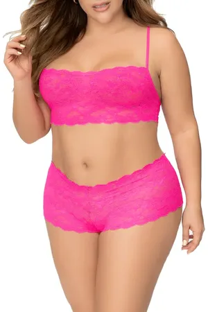 Mapalé Lace Bralette & Boyshorts Set in at Nordstrom, Size 2X