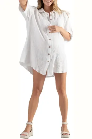 Cache Coeur Bertille Button-Up Maternity/Nursing Shirtdress in at Nordstrom, Size Small