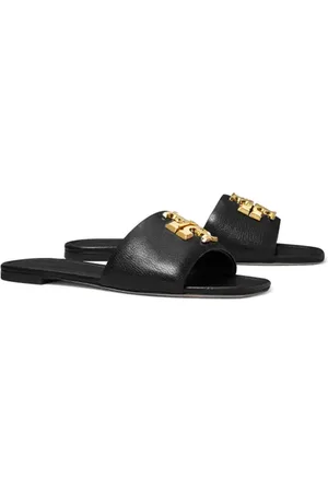 Tory Burch Eleanor Slide Sandal in Perfect Black /Gold at Nordstrom, Size 6