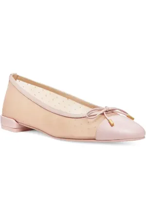 Stuart Weitzman Sleek Cap Toe Bow Flat in at Nordstrom, Size 6.5