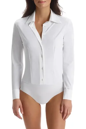 Commando Classic Long Sleeve Button-Down Thong Bodysuit in at Nordstrom, Size Small