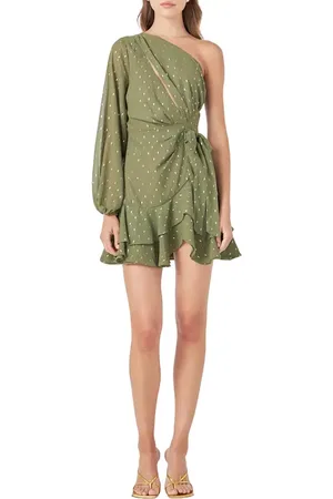 Endless Rose One-Shoulder Chiffon Minidress in at Nordstrom, Size Large
