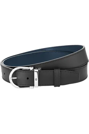 Montblanc Horseshoe Shiny Stainless Steel Buckle Reversible Belt in at Nordstrom