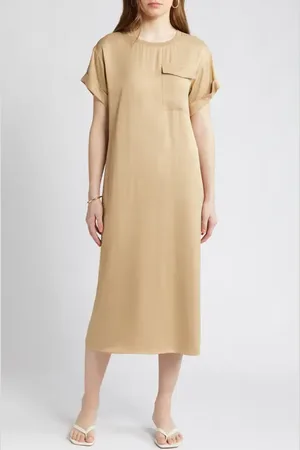 Nordstrom Satin T-Shirt Dress in at , Size Small