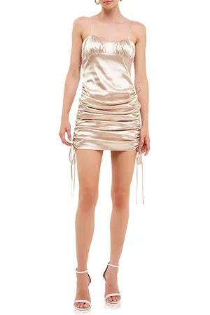 Grey Lab Ruched Satin Minidress in at Nordstrom, Size X-Small