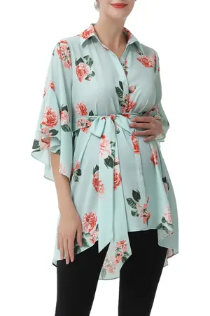 Kimi and Kai Emma Floral Belted Maternity & Nursing Tunic in at Nordstrom, Size Small