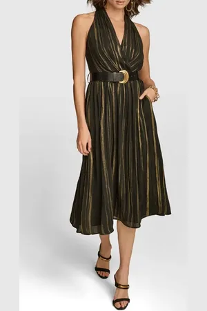 Donna Karan Metallic Belted Midi Dress in at Nordstrom, Size 6