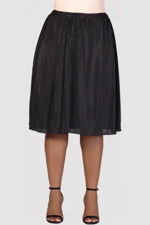 24Seven Comfort Apparel Shimmery Pleated Skirt in at Nordstrom, Size 3X