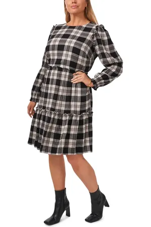 1. STATE Smock Detail Plaid Long Sleeve Minidress in at Nordstrom, Size 0X