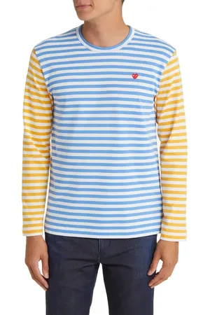 Comme des Garçons Small Heart Stripe Colorblock Long Sleeve T-Shirt in at Nordstrom