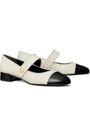 Tory Burch Cap Toe Mary Jane Pump in Light Cream /Perfect Black at Nordstrom, Size 10
