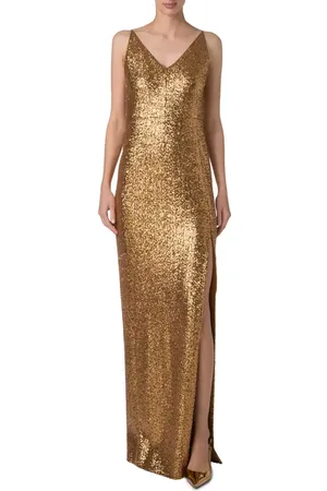 AKRIS Sequin V-Neck Column Gown in at Nordstrom, Size 12