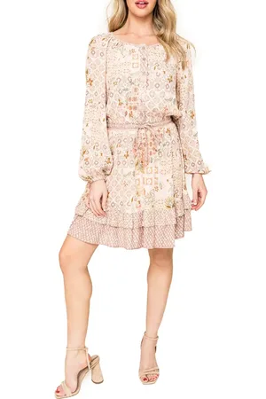 GIBSONLOOK Mixed Print Long Sleeve Dress in at Nordstrom, Size X-Small