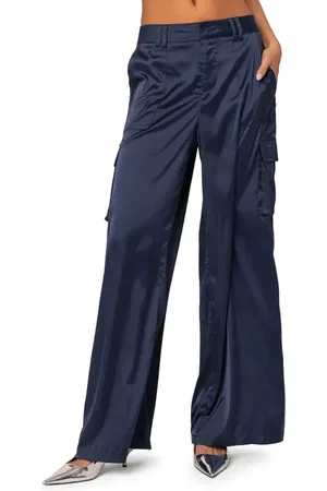 Edikted Kelsey Baggy Satin Cargo Pants in at Nordstrom, Size X-Small