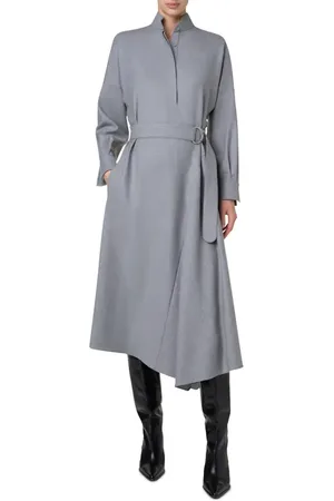 AKRIS Long Sleeve Wool Stretch Flannel Midi Dress in at Nordstrom, Size 6