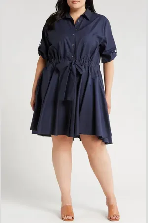 HARSHMAN Meadow Drawstring Waist Shirtdress in at Nordstrom, Size 1X