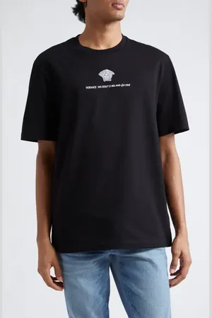 VERSACE Medusa Embroidered Cotton T-Shirt in at Nordstrom, Size Xxx-Large