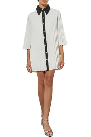 Ming Wang Pleated Mini Shirtdress in at Nordstrom, Size Small